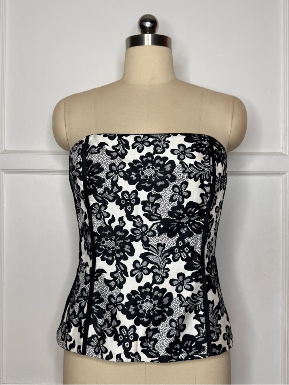 White House Black Market lace print corset